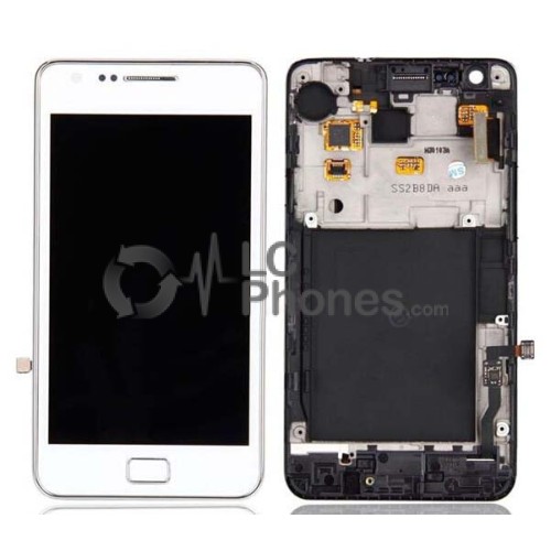 Samsung Galaxy S2 I9100 - Full front LCD Digitizer With Frame White ( Refurbished )