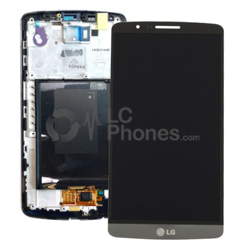 LG G3 D855 - Full Front LCD Digitizer with Frame Black Grey