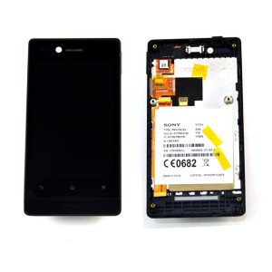 Sony Xperia Miro ST23 - Full Front LCD Digitizer With Frame Black