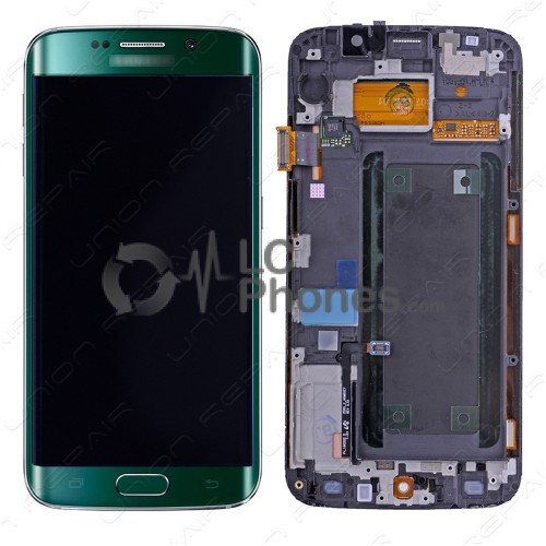 Samsung Galaxy S6 Edge G925 - Full Front LCD Digitiizer Green With Frame < Service Pack >