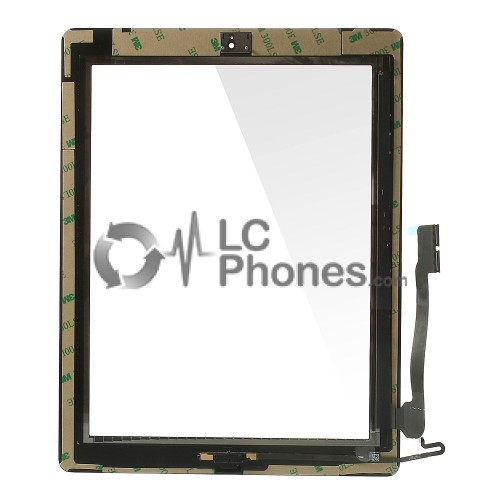 iPad 3/4 - Front Glass Digitizer With 3M Adhesive Sticker Black