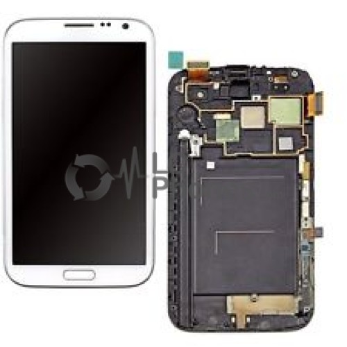 Samsung Note 2 N7105 - Full Front LCD Digitizer with Frame White (Refurbished)