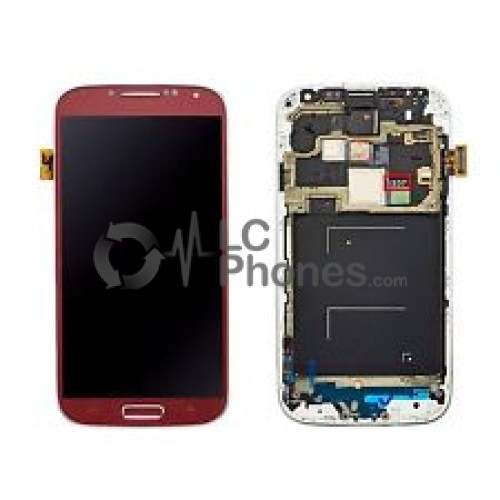 Samsung Galaxy S4 I9505 - Full Front LCD Digitizer With Frame Red ( Refurbished )