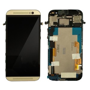 HTC One M8 - Full Front LCD Digitizer With Frame Gold