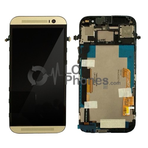 HTC One M8 - Full Front LCD Digitizer With Frame Gold