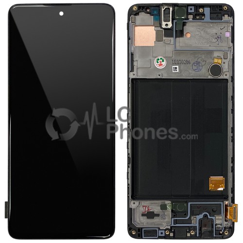 Samsung Galaxy A51 A515F - Full Front LCD Digitizer With Frame Black < Service Pack >