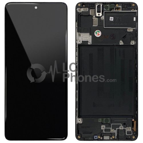 Samsung Galaxy A71 A715F - Full Front LCD Digitizer With Frame Black < Service Pack >