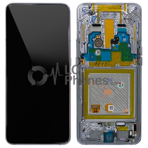 Samsung Galaxy A80 A805F - Full Front LCD Digitizer With Frame Ghost White < Service Pack >