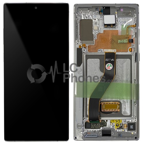 Samsung Galaxy Note 10+ N975 - Full Front LCD Digitizer With Frame Aura White < Service Pack >