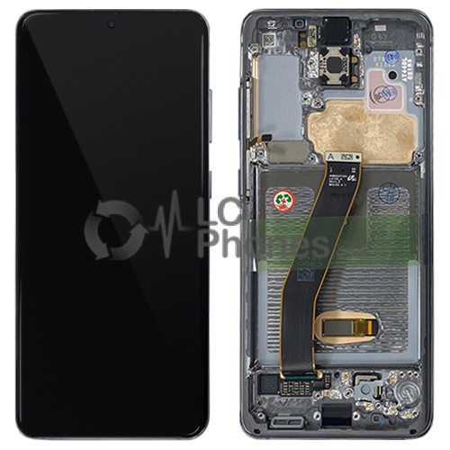 Samsung Galaxy S20 G980 / S20 5G G981 - Full Front LCD Digitizer With Frame Cosmic Grey < Service Pack >