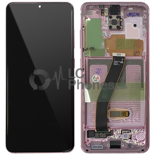 Samsung Galaxy S20 G980 / S20 5G G981 - Full Front LCD Digitizer With Frame Cloud Pink < Service Pack > without Camera