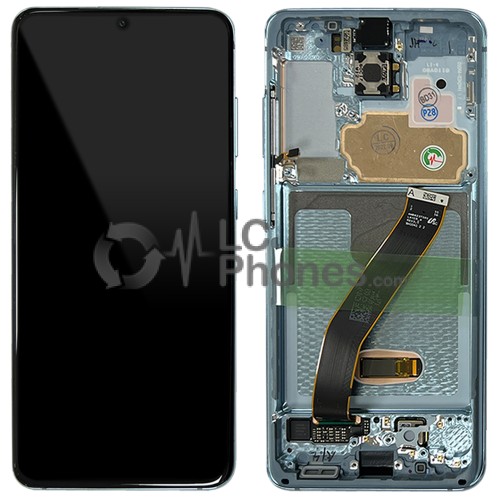 Samsung Galaxy S20 G980 / S20 5G G981F - Full Front LCD Digitizer With Frame Cloud Blue < Service Pack >