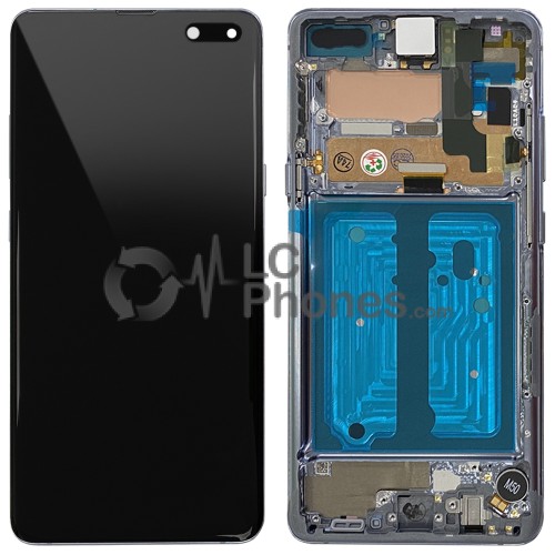 Samsung Galaxy S10 5G G977F - Full Front LCD Digitizer With Frame Crown Silver < Service Pack >