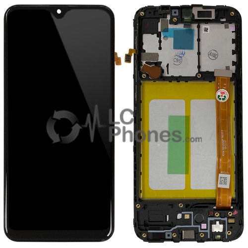 Samsung Galaxy A20e A202F - Full Front LCD Digitizer With Frame Black (Original Remaded)