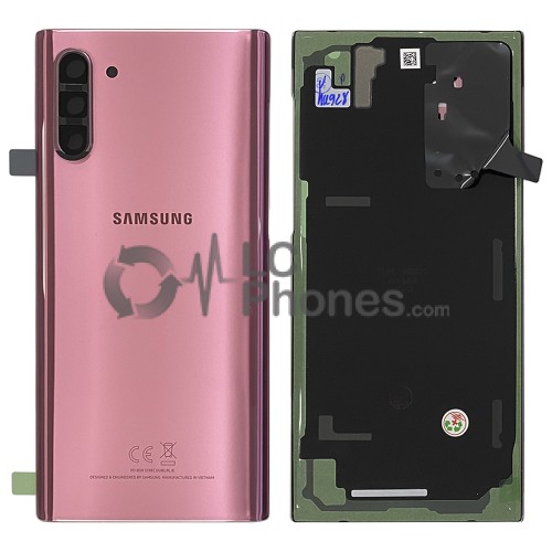 Samsung Galaxy Note 10 N970 - Battery Cover Original with Camera Lens and Adhesive Aura Pink < Service Pack >