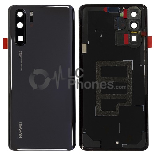 Huawei P30 Pro - OEM Battery Cover Black With Adhesive & Camera Lens