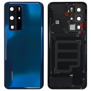 Huawei P40 Pro - OEM Battery Cover Deep Sea Blue With Adhesive & Camera Lens