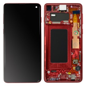 Samsung Galaxy S10 G973F - Full Front LCD Digitizer With Frame Cardinal Red 