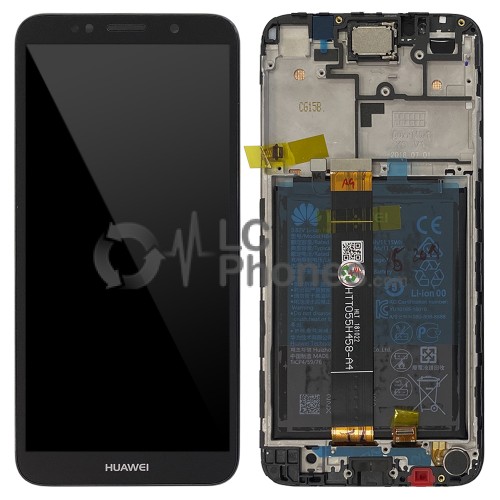 Huawei Y5 (2018 ) / Y5 Prime (2018) - Full Front LCD Digitizer with Frame & Battery Black < Service Pack >