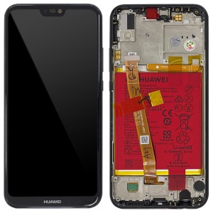 Huawei P20 Lite ANE-LX1 - Full Front Lcd Digitizer Midnight Black With Frame & Battery 