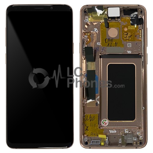 Samsung Galaxy S9 Plus G965F - Full Front LCD Digitizer With Frame Sunrise Gold < Service Pack >