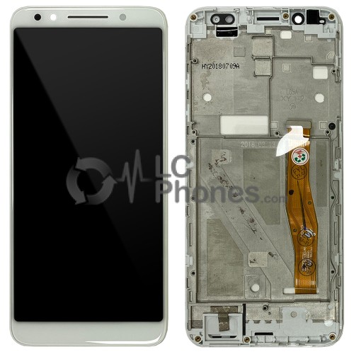 Alcate 3x (2018) - Full Front LCD Digitizer with Frame White