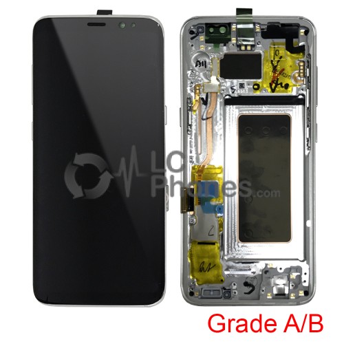 Samsung Galaxy S8 G950F - Full Front LCD Digitizer With Frame Silver (Original Used) Grade A/B