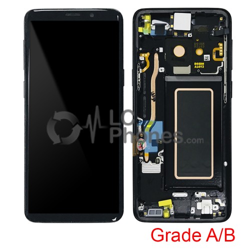 Samsung Galaxy S9 G960F - Full Front LCD Digitizer With Frame Black (Original Used) Grade A/B