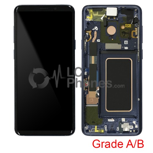 Samsung Galaxy S9 Plus G965F - Full Front LCD Digitizer With Frame Blue (Original Used) Grade A/B