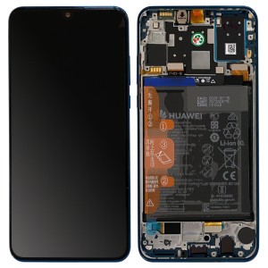 Huawei P30 Lite - Full Front LCD Digitizer Peacock Blue with Frame & Battery (Version 48MP) 