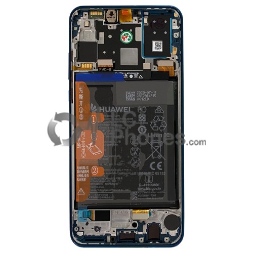 Huawei P30 Lite - Full Front LCD Digitizer Peacock Blue with Frame & Battery (Version 48MP) < Service Pack >