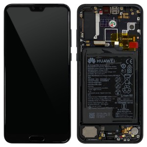 Huawei P20 Pro - Full Front LCD Digitizer Black With Frame & Battery 