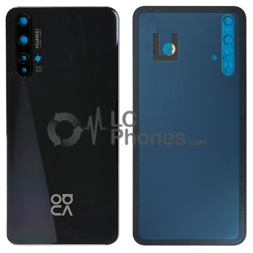 Huawei Nova 5T - Battery Cover with Adhesive & Camera Lens Black