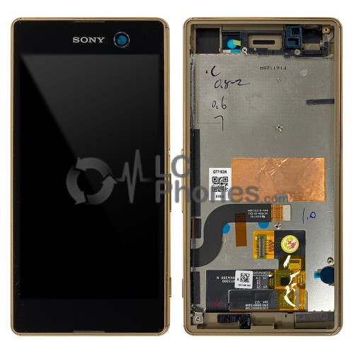 Sony Xperia M5 E5603 E5606 E5653 - Full Front LCD Digitizer With Frame Gold  < Service Pack >