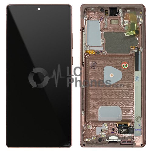 Samsung Galaxy Note 20 N980 / Note 20 5G N981 - Full Front LCD Digitizer With Frame Mystic Bronze < Service Pack >