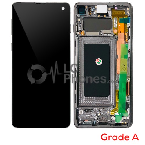 Samsung Galaxy S10 G973 - Full Front LCD Digitizer With Frame Prism Black (Original Used) Grade A