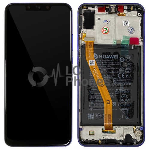 Huawei Nova 3 - Full Front LCD Digitizer Purple with Frame & Battery < Service Pack >