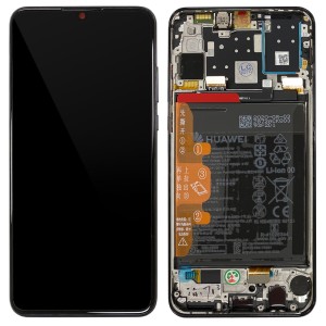 Huawei P30 Lite - Full Front LCD Digitizer Midnight Black with Frame & Battery (Version 48MP) 