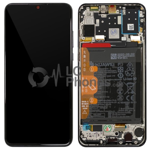 Huawei P30 Lite - Full Front LCD Digitizer Midnight Black with Frame & Battery (Version 48MP) < Service Pack >