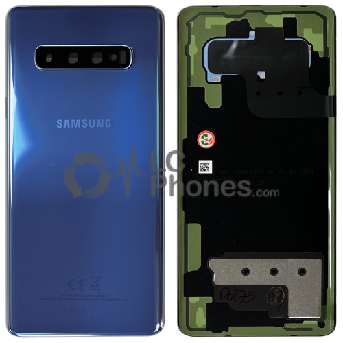 Samsung Galaxy S10 Plus G975F - Battery Cover Original with Camera Lens and Adhesive Prism Blue < Service Pack >