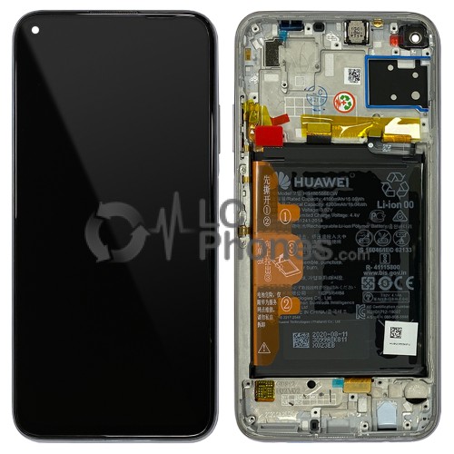 Huawei P40 Lite - Full Front LCD Digitizer Light Pink/Blue with Frame & Battery < Service Pack >