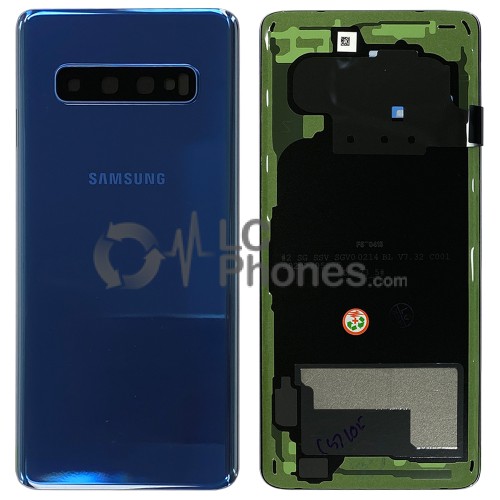 Samsung Galaxy S10 G973F - Battery Cover Original with Camera Lens and Adhesive Prism Blue < Service Pack >