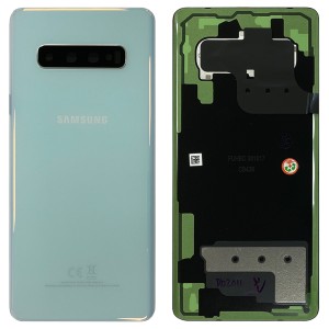 Samsung Galaxy S10 Plus G975F - Battery Cover Original with Camera Lens and Adhesive Prism White 