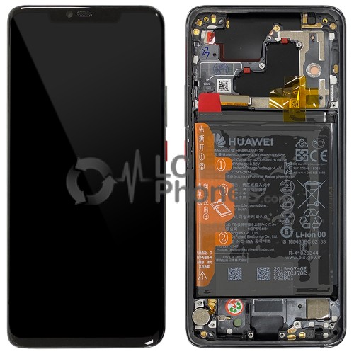 Huawei Mate 20 Pro - Full Front LCD Digitizer Black With Frame & Battery < Service Pack >