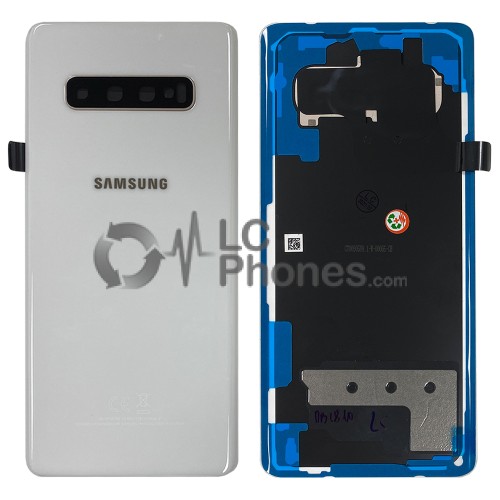 Samsung Galaxy S10 Plus G975F - Battery Cover Original with Camera Lens and Adhesive Ceramic White < Service Pack >