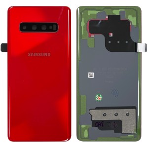 Samsung Galaxy S10 Plus G975F - Battery Cover Original with Camera Lens and Adhesive Cardinal Red 