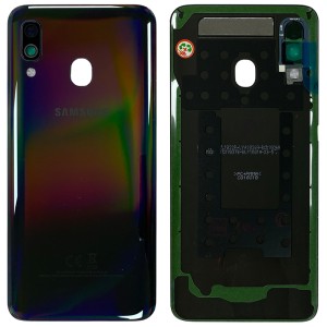 Samsung Galaxy A40 A405 - Battery Cover Original with Camera Lens and Adhesive Black 