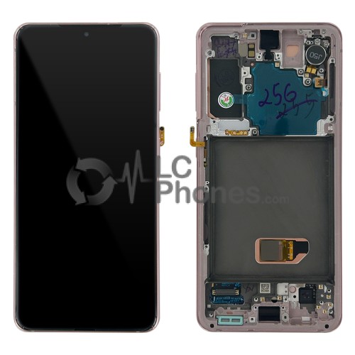 Samsung Galaxy S21 5G G991 - Full Front LCD Digitizer With Frame Phantom Pink < Service Pack > without Camera