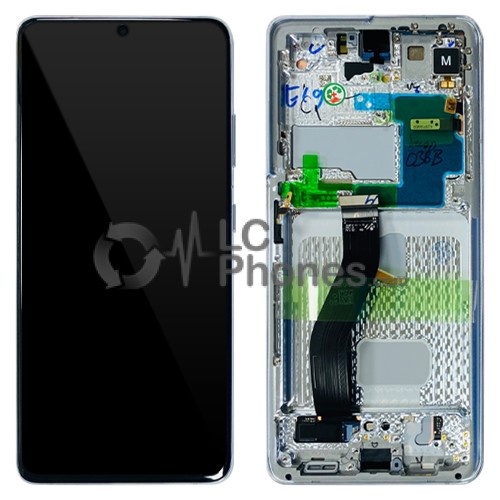 Samsung Galaxy S21 Ultra 5G G998 - Full Front LCD Digitizer With Frame Phantom Silver < Service Pack > Without Camera