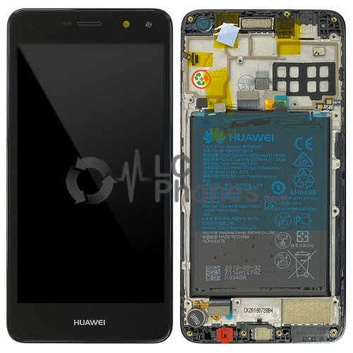 Huawei Y5 (2017) MYA-L22 - Full Front LCD Digitizer Black with Frame & Battery < Service Pack >